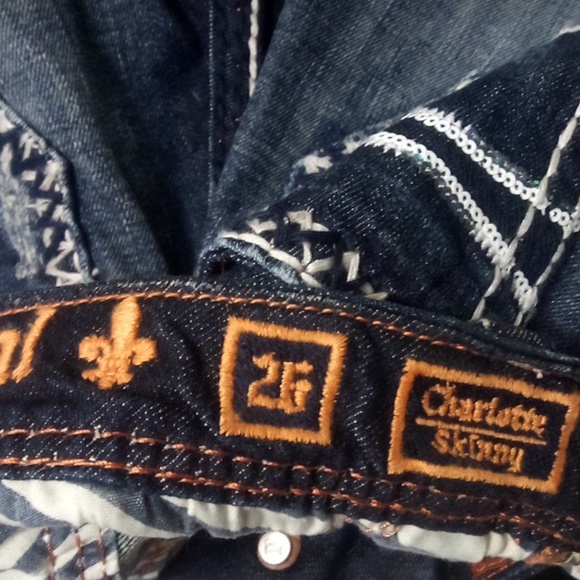 Rock Revival NWT Women's 26 Skinny Charlotte Bejeweled Shimmer Distressed - Picture 8 of 14